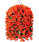 Bougainvillea Artificial Fall Flowers Fake Plants for Outdoors Autumn Decoration, 3PCS Faux Silk ...