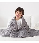 Huloo Sleep Kids Weighted Blanket Twin 5lbs (36"×48",Gray) Breathable Soft Minky Weighted Throw B...