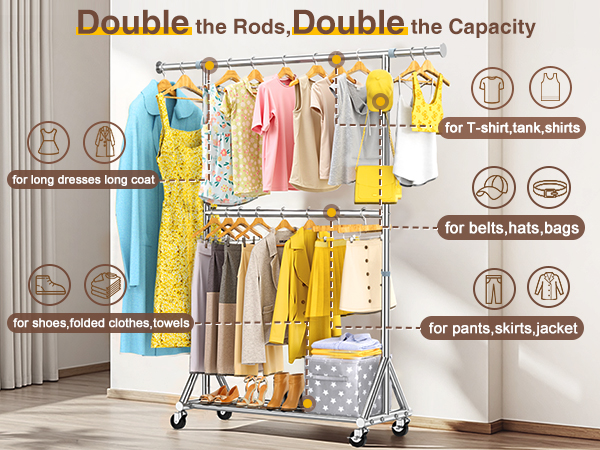 rolling clothes rack