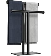 MIROAMZ Hand Towel Holder for Bathroom 2-Tier, T-Shape Freestanding Countertop Double Towel Rack ...