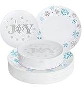 ISFANGCO 60 PCS Christmas Hard Plastic Plates Set for 30 Guests,Heavy Duty Party Disposable Plate...