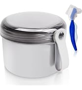 Mckkor Denture Case with Denture Brush, Waterproof Denture Bath with Portable Denture Brush Holde...