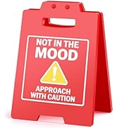 MQCLYSG Funny Office Decor Desk Sign: "Not in The Mood, Approach With Caution" Mini Humorous Remi...