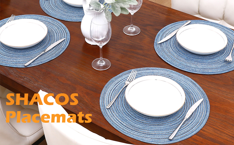 blue round placemats set of 6 mixed color multi blue 15 inch circle place mats