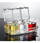Clear Seasoning Box,V·RESOURCING 3 Pieces Seasoning Rack Spice Pots Storage Container for Spice ...