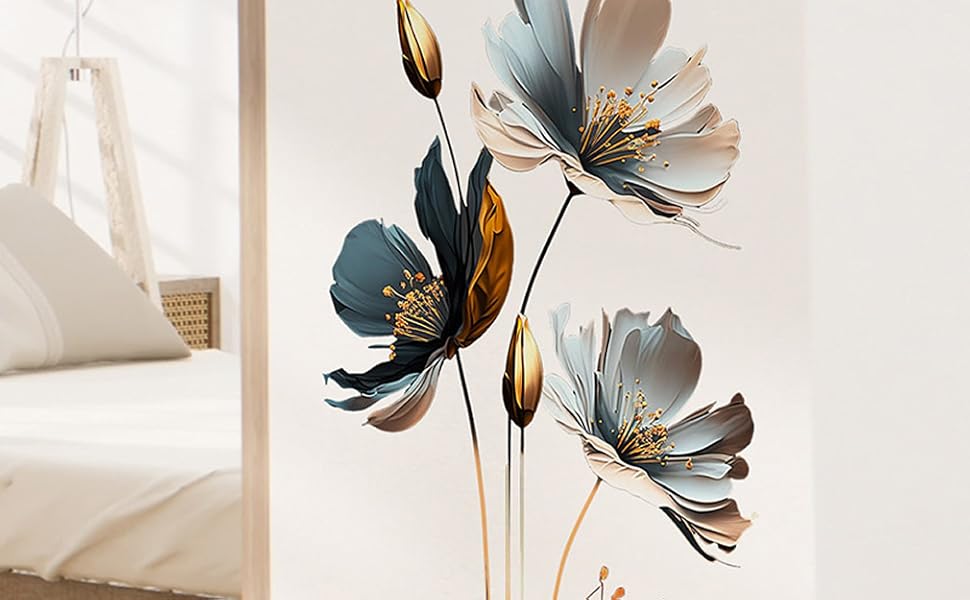 3D Wall Stickers DIY Flower Wall Decal Removable Waterproof Wall Art Decor for Bedroom Living