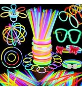 BUDI 467Pcs Glow Sticks Party Favors for Kids Adults 200 GlowStick Bulk 8 Colors 8 Inch & 267 Con...
