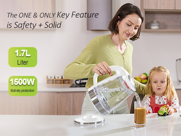 Glass Stainless Steel Cordless Electric kettle for boiling water
