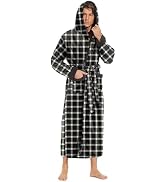 iniber Mens Hooded Robe, Soft Lightweight Plush Robes for Men, Warm Long Fleece Men's Bathrobe wi...