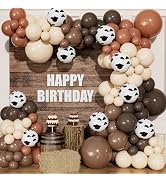 Haolongfa Western Cow Print Balloon Arch Kit, Cowboy Party Decorations | 134 Pcs Brown Beige Coff...