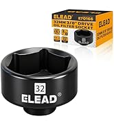 ELEAD 3/8'' Drive Oil Filter Socket Wrench, 32 mm Metric Oil Filter Wrenches, 6-Point Oil-Filter ...
