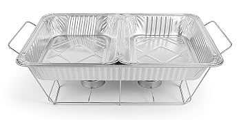 Chafing Pan Set - 21 x 13 Full Size (5 Pack) - 9 x 13 Half Size (10 Pack) Rectangular Catering Dish