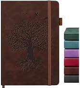 ALKALO Lined Journal Notebook for Women Men, A5 Hardcover Leather Journals for Writing, 200 Pages...