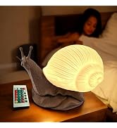 Glowing Snail LED Table Lamp - USB Powered, 15 Color Changing Modes, Dimmable Night Light with Sw...