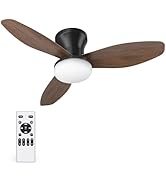 Orabriz 35 Inch Small Ceiling Fan with Lights and Remote Control,6 Speeds Low Profile Fan Light, ...