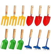 Nicunom 12 Pack Kids Gardening Tools, Metal Garden Tools Set Includes Shovel, Rake, Fork and Trow...