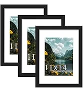 Picrit 11x14 Frame 3 Pack, Black Poster Frame, Display Poster 8 x 10 with Mat or 11 x 14 Without ...