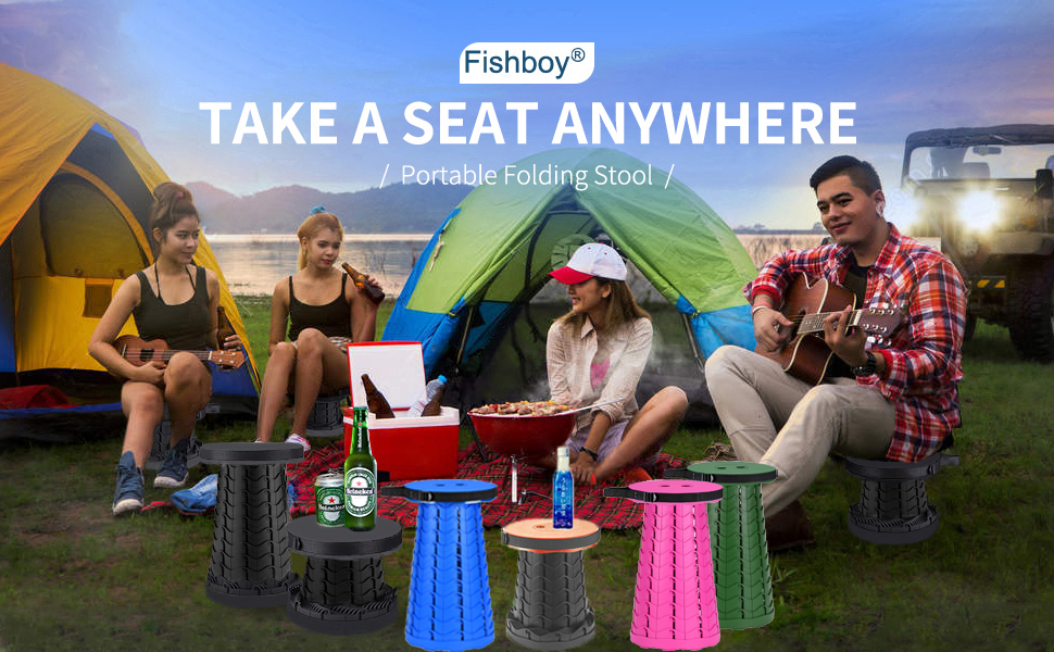Fishboy collapsible stool retractable folding telescopic foldable stool adults outdoor camping
