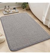 AMOAMI Chenille Bath Mat Super Absorbent Bathroom Mat Quick Dry Bath Mats for Bathroom Rubber Bac...