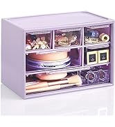 Desk Storage Organizer with 6 Mini Drawers, FODIENS Stackable Desktop Craft Drawer Cabinet, Clear...