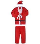 BESTYASH 1 Set of Mens Costume Santa Claus Suit with Hat Beard Belt Adult Santa Suit for Christmas