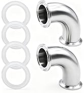 Aienxn 2PCS 1.5" Tube OD 304 Stainless Steel Sanitary Ferrule Elbow 90 Degree Pipe Fitting with 4...