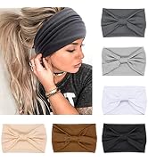 IVARYSS Wide Headbands for Women, Neutral Knotted Head Wraps Turbans, Large African Style Head Ba...