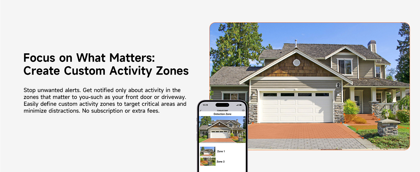 Outdoor Battery Security Camera, 2.5K Color Night Vision, Motion Detection, Custom Detection Zone