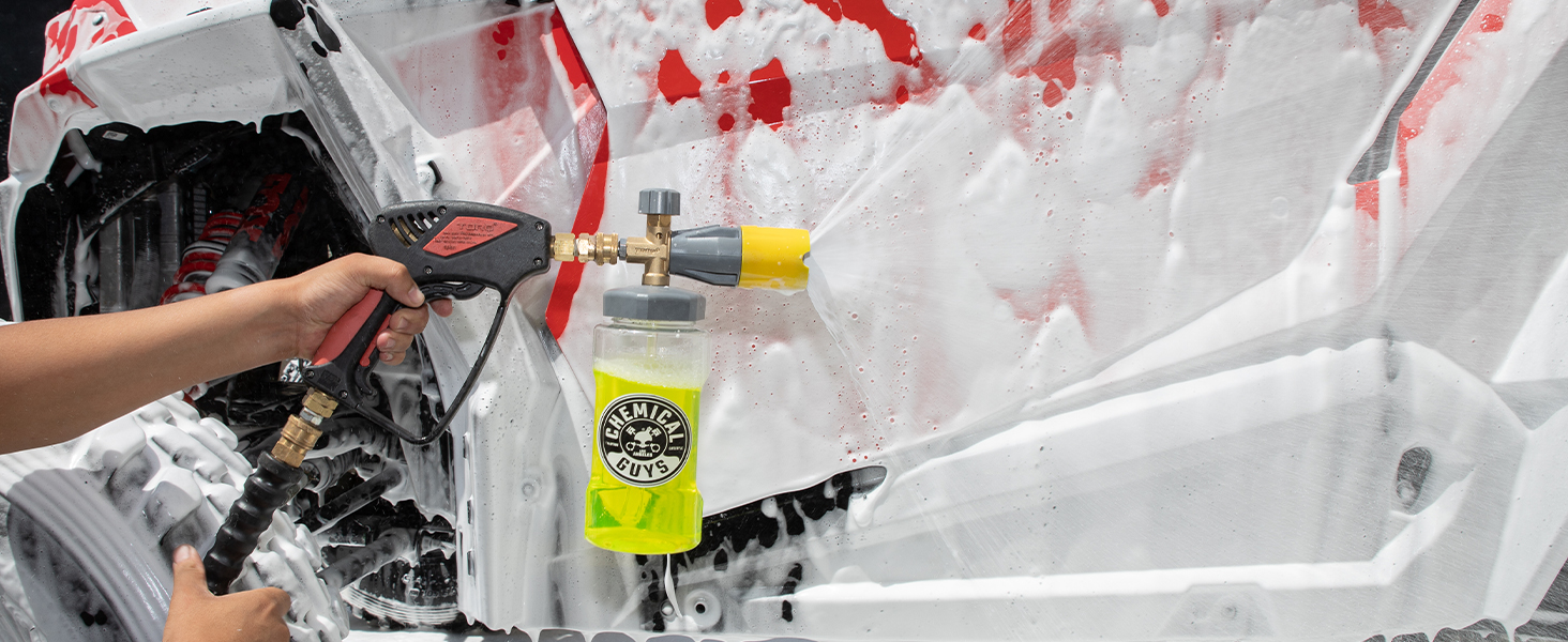 Thick snow foam coverage from Big Mouth Max Release Foam Cannon for fast car washing