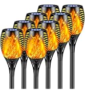 Upgraded 8 Pack Super Larger Size Solar Flame Torch Extra Bright Tiki Lights Outdoor Decorative w...