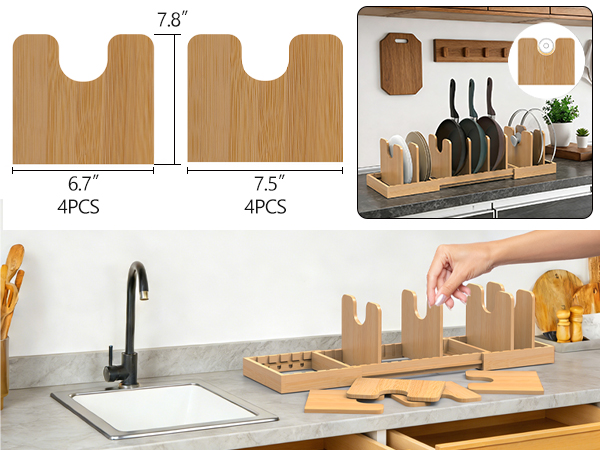 wooden pots and pans organizer