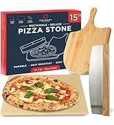 Pizza Stone for Oven Set - 15 x 12 inch Stone for Grill - 3PCS PizzaMaking Accessories - Large Pi...