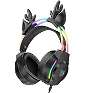 ONITOON Gaming Headset with Microphone, Deer Ears Headphones for PC Laptop PS4 PS5 Xbox Switch, R...