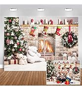 CHAIYA 8x6ft Christmas Photography Backdrops Child Christmas Fireplace Decoration Background Chri...