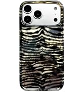 Reezaddin Glitter Zebra Print Phone Case for iPhone 17 Pro, Aesthetic Y2K Animal Pattern Retro Co...