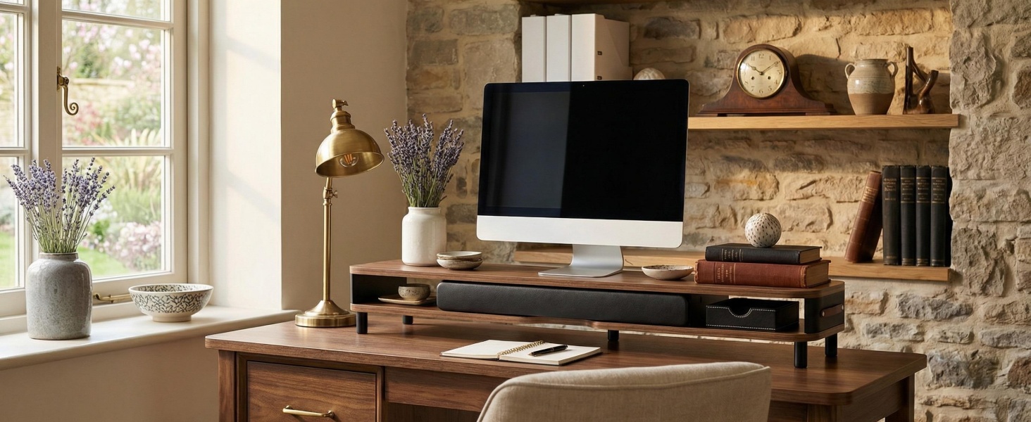 Monitor Stand with Slide Out Drawer