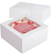 Kootek 10 Inch Cake Boxes with Window, 24pcs 10x10x5 Inches White Cookie Boxes Pastry Boxes for C...