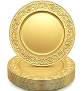 Cheardia 12 Pcs Table Charger Plates, 13'' Antique Round Plate Chargers | Plastic Decorative Embo...