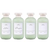 ASEVAT 10 oz/4 Pcs Green Plastic Empty Squeeze Bottles Refillable Containers for Lotion, Cream Sh...