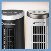 black and white finishes are available for this comfort zone oscillating tower fan