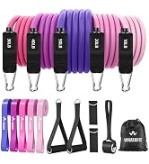 WHATAFIT Resistance Bands, Exercise Bands, Workout Bands with Handles, Door Anchor and Ankle Stra...