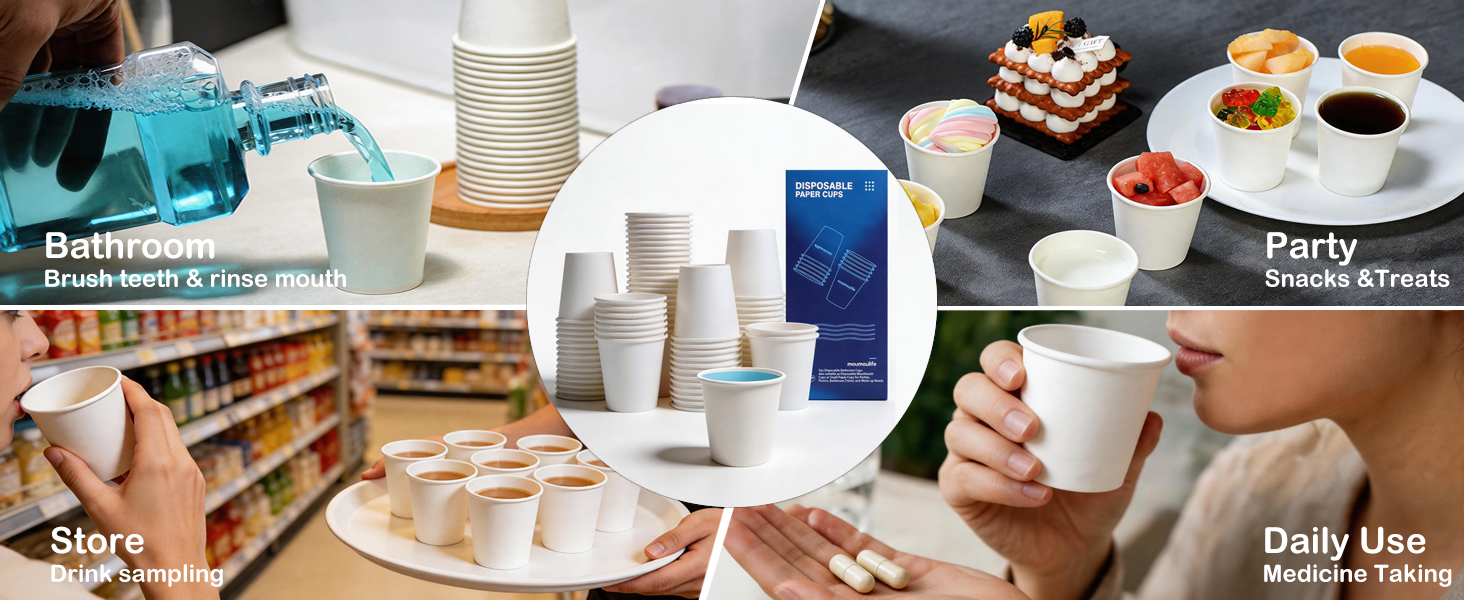3 oz Bathroom Mouthwash Cups, Leak-Proof Small Paper Cups for Bathroom & Espresso