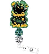St Patrick's Day Badge Reel - Cosmisun Black Cat Shamrock Badge Holder Retractable Lucky Badge Re...