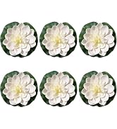 Tnyvm 6 Pcs White Artificial Lotus Flowers Large Floating Lotus Faux Water Lily Flowers Fish Pond...