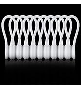 Kanemc White Magnetic Cable Ties 10-Pack, Silicone Cord Twist Ties Magnet Strap For Charging Wire...