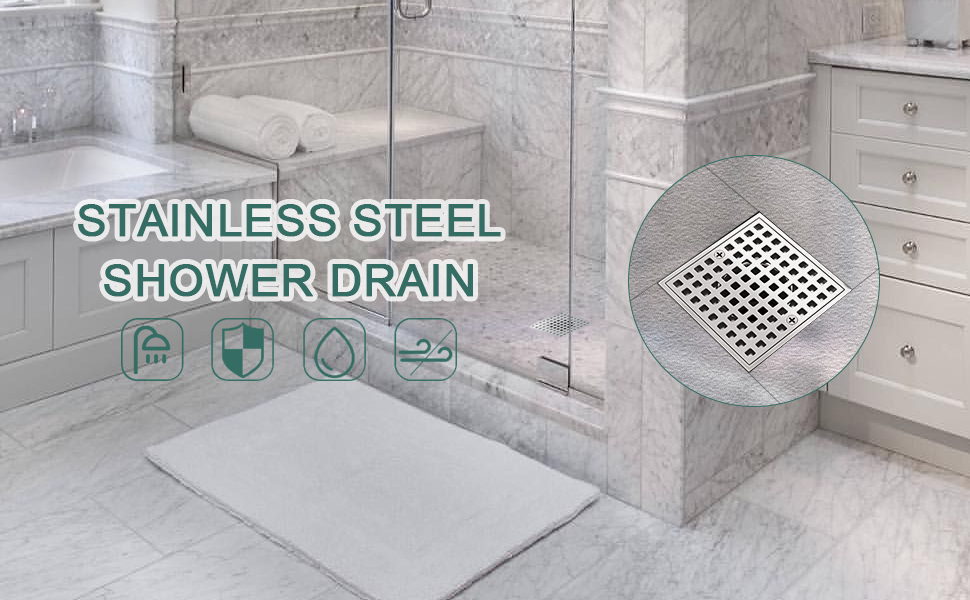 Square Shower Drain brushed nickel shower drain