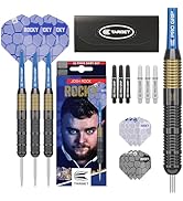 Target Darts Josh Rock Steel Tip Darts, 22G Brass Darts, | Nickel Fixed Point Dart Set, Player Ed...