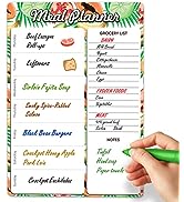 Dry Erase Magnetic Meal Planner and Grocery List for Refrigerator 8.5x12 in - Magnetic Menu White...