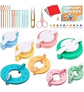 FTEVEN 41 Pcs Pom Pom Maker Kit, Pompom Maker Tools with Warped Head Scissor and Instruction Manu...