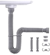 2-Pack Sink Drain Pipe, Flexible P-Trap Pipe for Kitchen & Bathroom, Gray | Expandable Drain Tube...